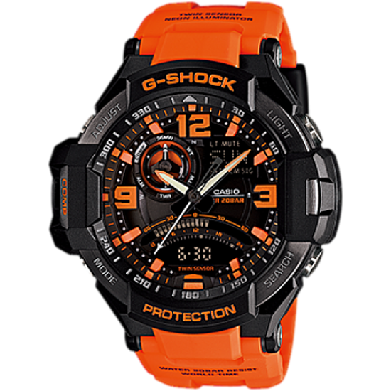 Casio Gravity Master Aviation G-Shock Black Orange - GA1000-4A (Demo)