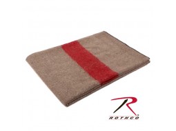 ROTHCO SWISS STYLE WOOL BLANKET-TAN / RED STRIPE