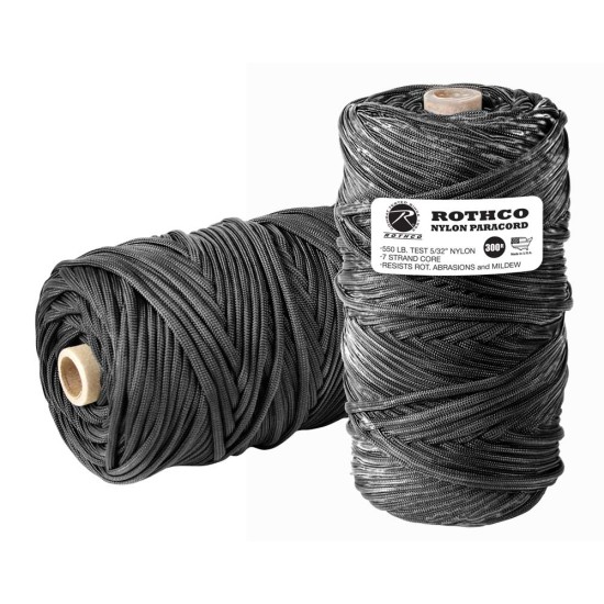 ROTHCO NYLON PARACORD 550LB 300 FT TUBE/BLACK   