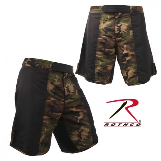 ROTHCO FIGHTING SHORTS - BLACK / WOODLAND  