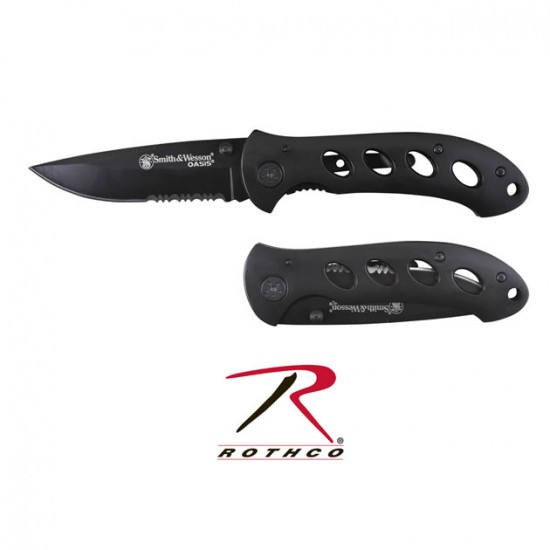 S&W OASIS FOLDING KNIFE-BLACK (SW423BS)