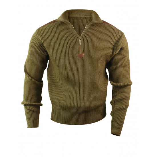 ROTHCO 1/4 ZIP ACRYLIC COMMANDO SWEATER - OD    