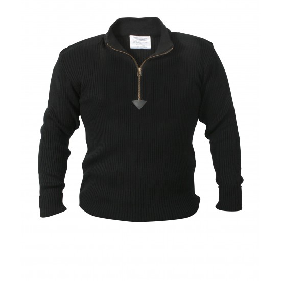 ROTHCO 1/4 ZIP ACRYLIC COMMANDO SWEATER - BLACK 