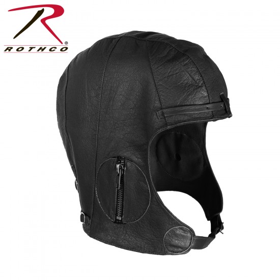 ROTHCO LEATHER PILOT HELMET - BLACK    