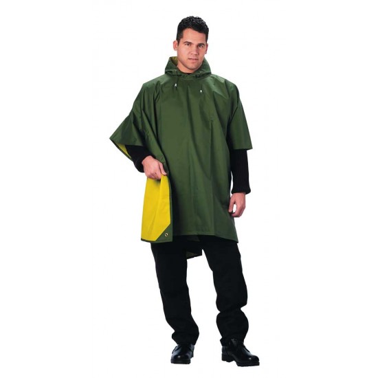 ROTHCO REVERSIBLE RUBBERIZED PONCHO - OD/YELLOW 