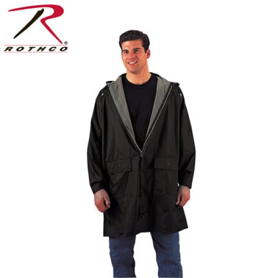 ROTHCO 3/4 LENGTH RAIN PARKA - BLACK/OLIVE DRAB 