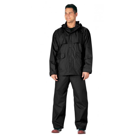 ROTHCO 2-PC PVC COATED NYLON RAINSUIT - BLACK   