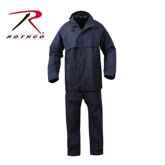 ROTHCO 2-PC PVC COATED NYLON RAINSUIT - NAVY    