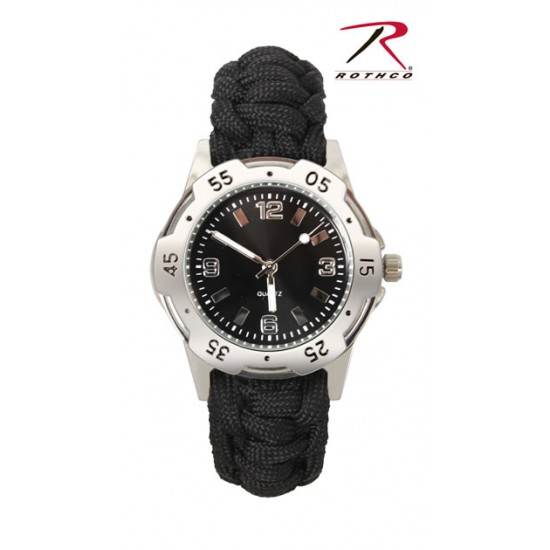 ROTHCO PARACORD BRACELET WATCH - BLACK 