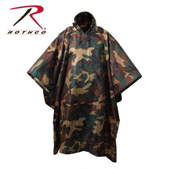 ROTHCO R/S PONCHO - WOODLAND CAMO 