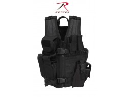 ROTHCO KID'S TACTICAL CROSS DRAW VEST - BLACK   