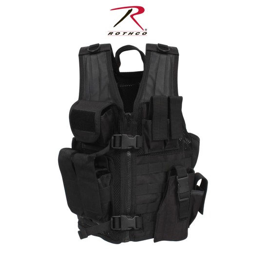 ROTHCO KID'S TACTICAL CROSS DRAW VEST - BLACK   