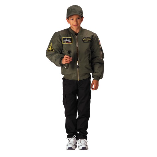 ROTHCO KIDS FLIGHT JACKET WITH PATCHES -SAGE    