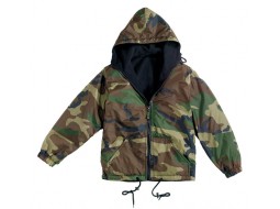 ROTHCO REVERSE FLC LINED NYLON JKT W/HOOD-CAMO  