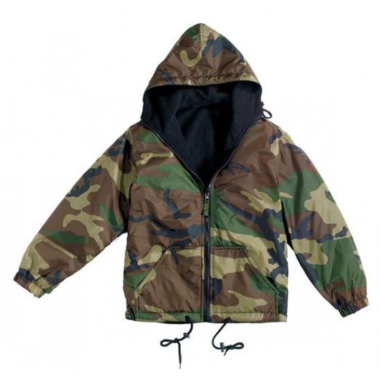 ROTHCO REVERSE FLC LINED NYLON JKT W/HOOD-CAMO  