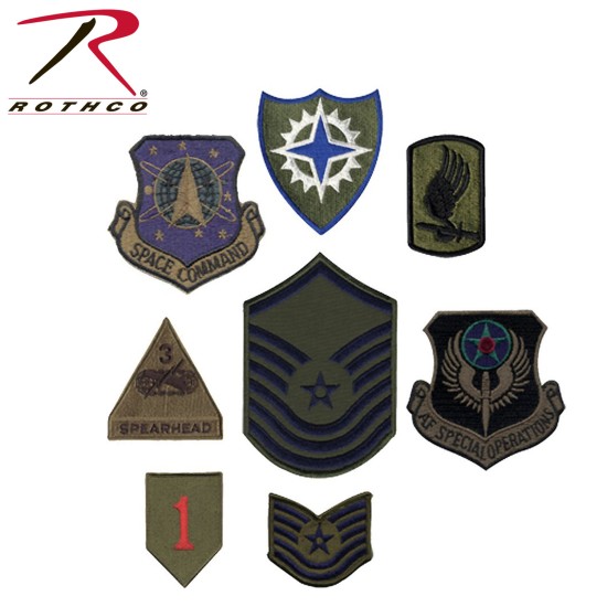 ROTHCO ASS'T SUBDUED MILITARY PATCHES - 500/BAG 