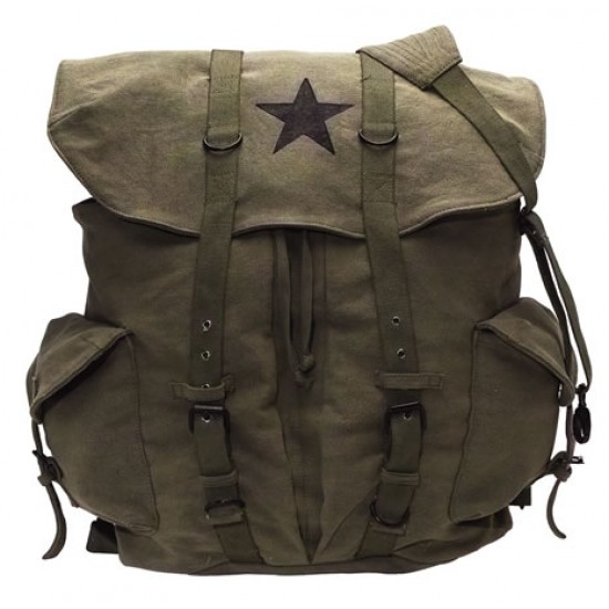 ROTHCO VINTAGE CANVAS BACKPACK - OD / BLK STAR  