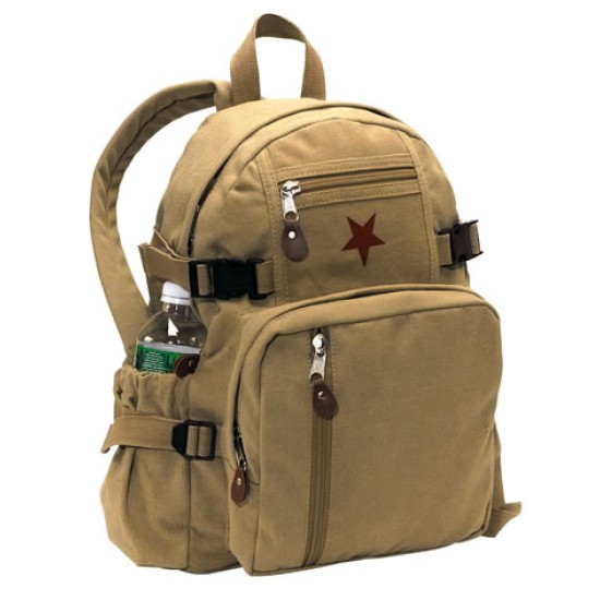 ROTHCO VINTAGE CANVAS MINI BACKPACK / STAR-KHAKI