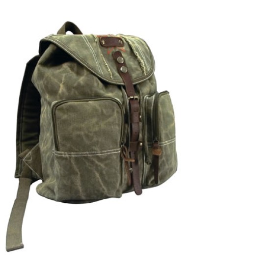 ROTHCO STONE WASHED CANVAS BACKPACK - OD/LEATHER