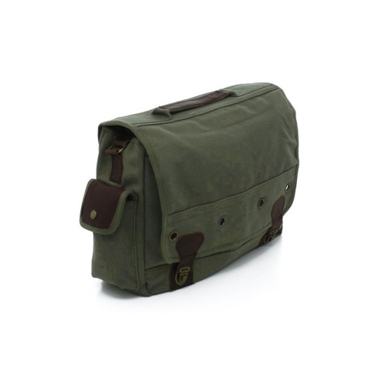 ROTHCO CANVAS TRAILBLAZER LAPTOP BAG-OD/LEATHER 