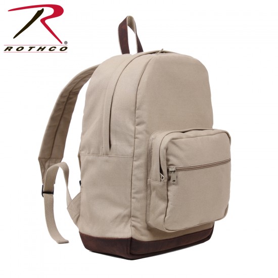 CANVAS TEARDROP PACK - KHAKI W/LEATHER ACCENT   