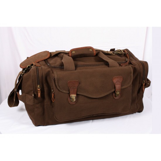 ROTHCO CANVAS LONG WEEKEND BAG - BROWN/LEATHER  