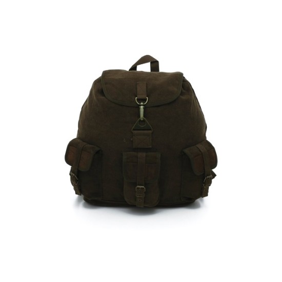 ROTHCO CANVAS/LEATHER WAYFARER BACKPACK-BROWN   